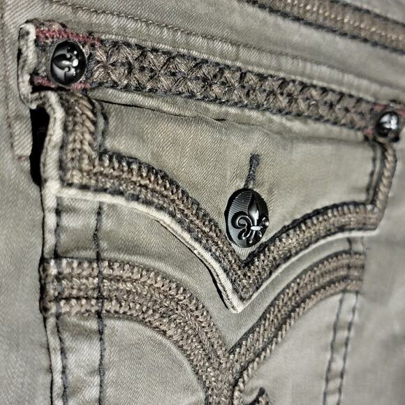 ROCK REVIVAL Gray Ben Straight Leather Detail Jeans Mens 36 Rebel Biker 90's - Picture 6 of 16